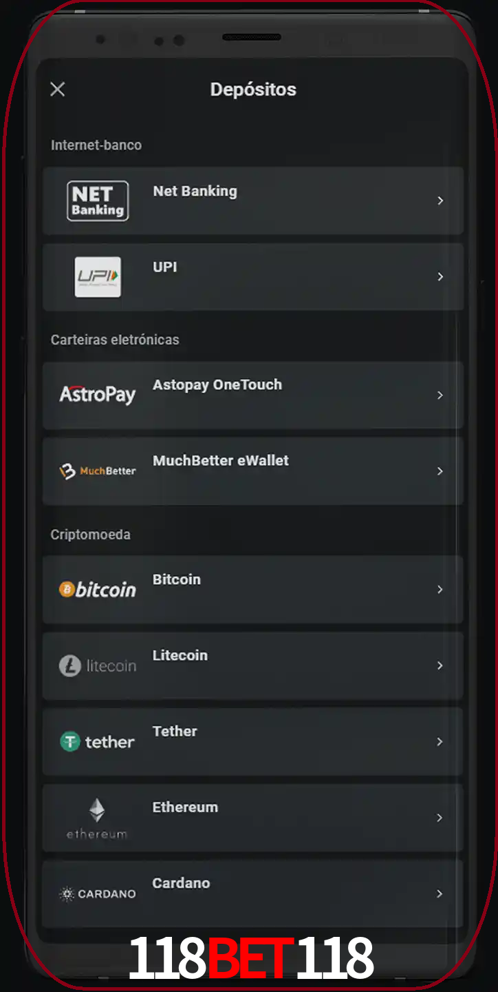 Você pode usar métodos alternativos de depósito.